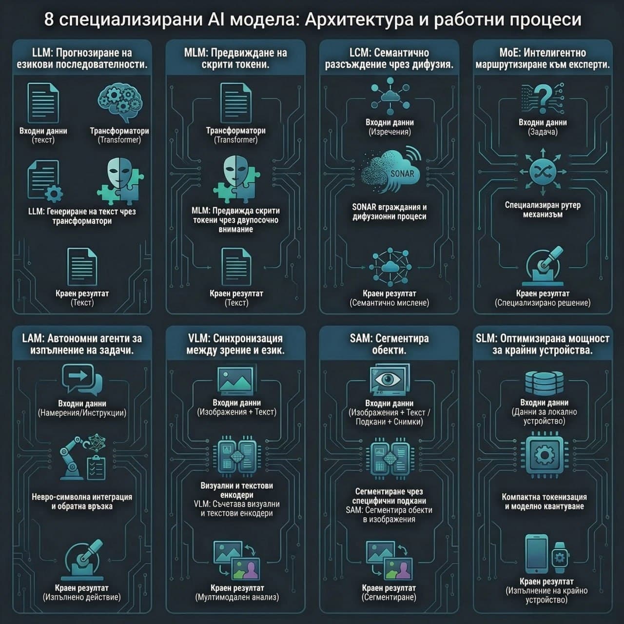 8 типа AI модели: LLM, VLM, LAM и останалите — какво означават?