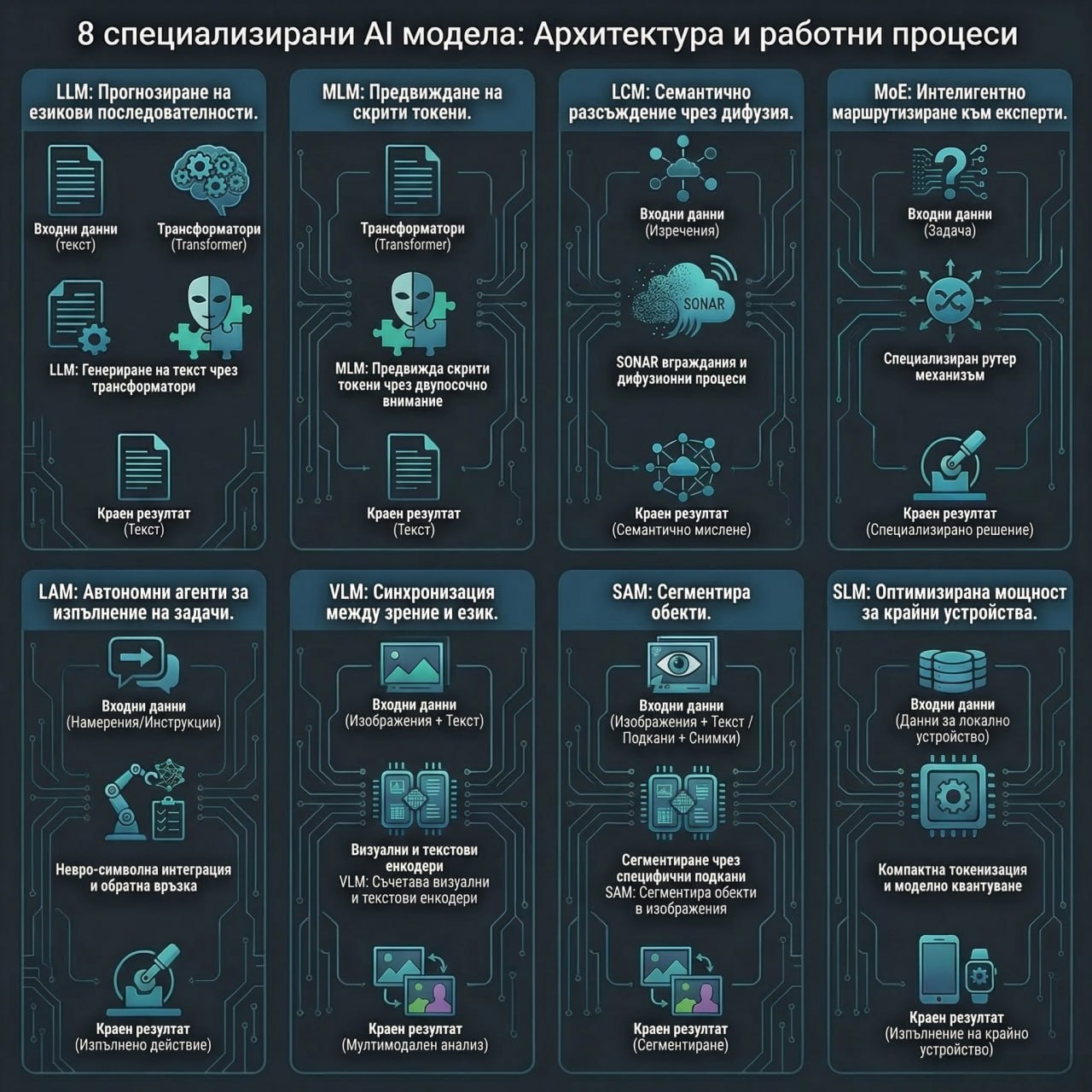 8 типа AI модели: LLM, VLM, LAM и останалите — какво означават?
