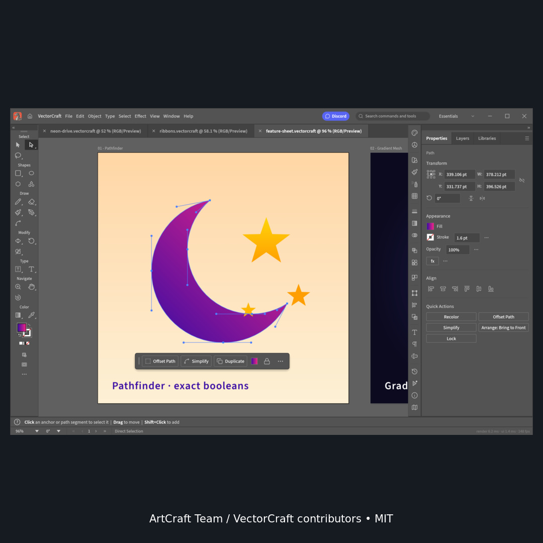 VectorCraft — официален пример 3. © 2026 ArtCraft Team and the VectorCraft contributors. MIT; notice in image metadata and article.